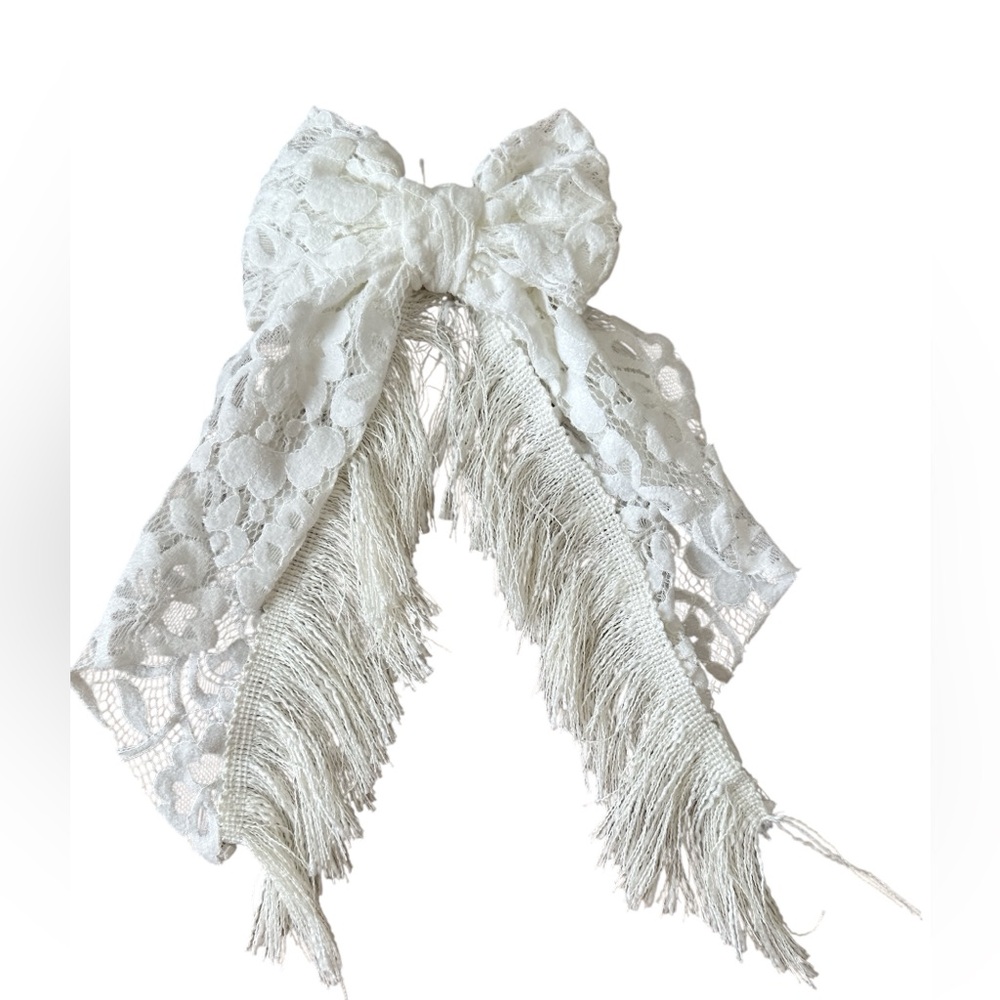 White Lace hair Bow clip